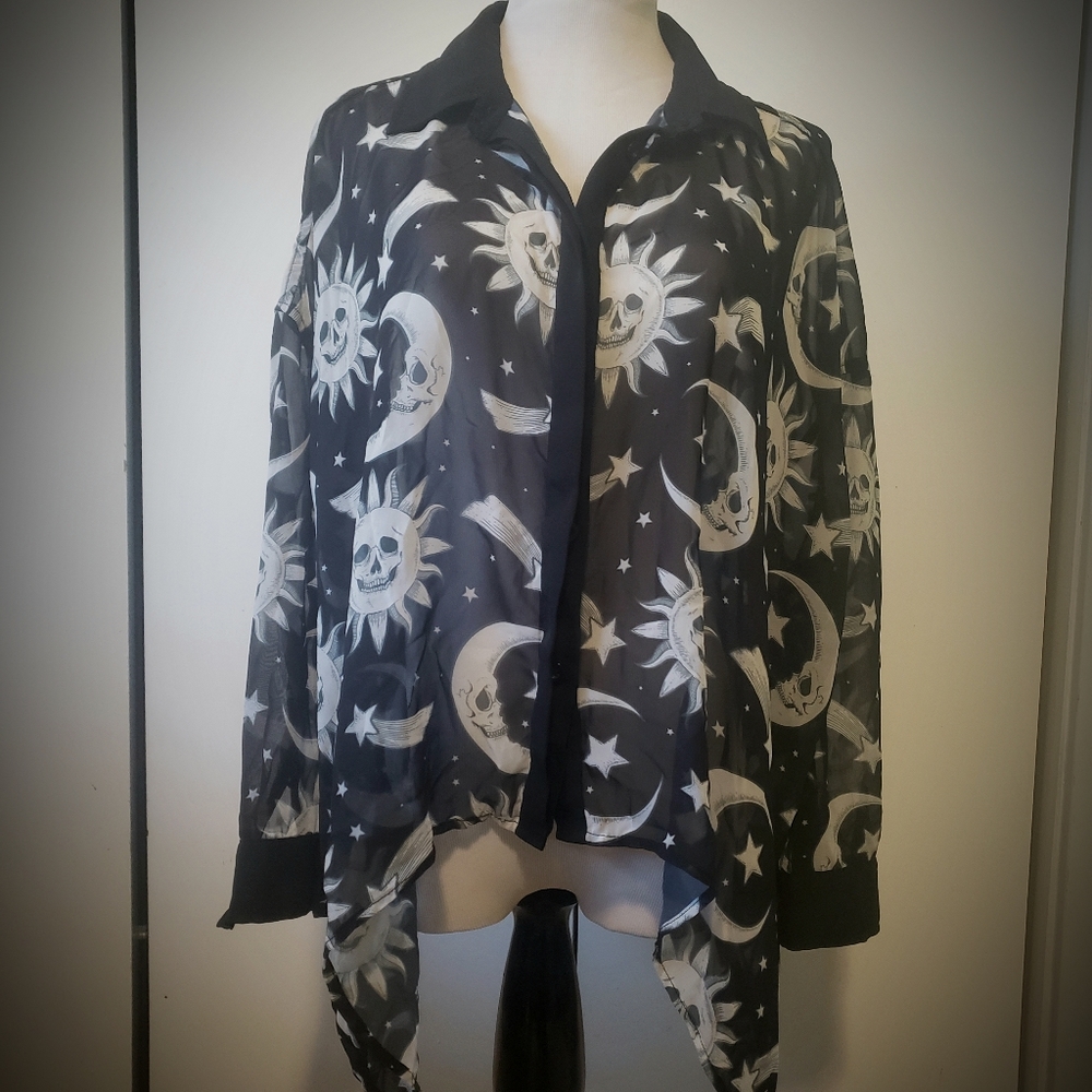 Killstar Sun Moon Sheer Flow Blouse S